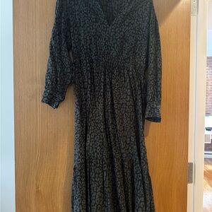 Rails Olive Animal Print Long Sleeve Dress